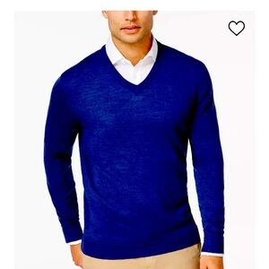 Men's Solid V-Neck Cotten Blend Sweater, Created for Macy's. Size S